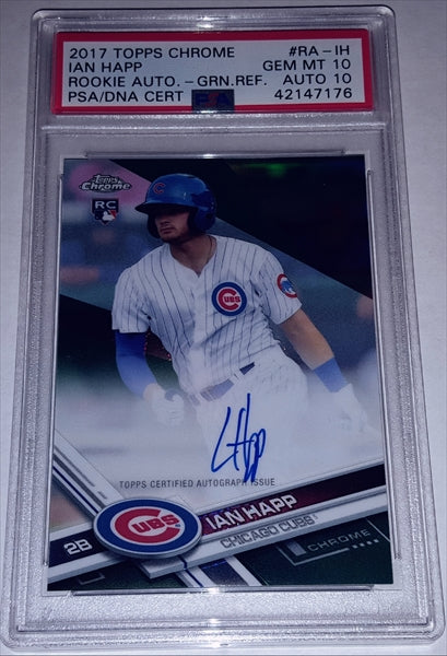 2017 Topps Chrome Ian Happ Green Refractor PSA Dual Graded 10 Rookie Card #'d /99 simple Xclusive Collectibles
