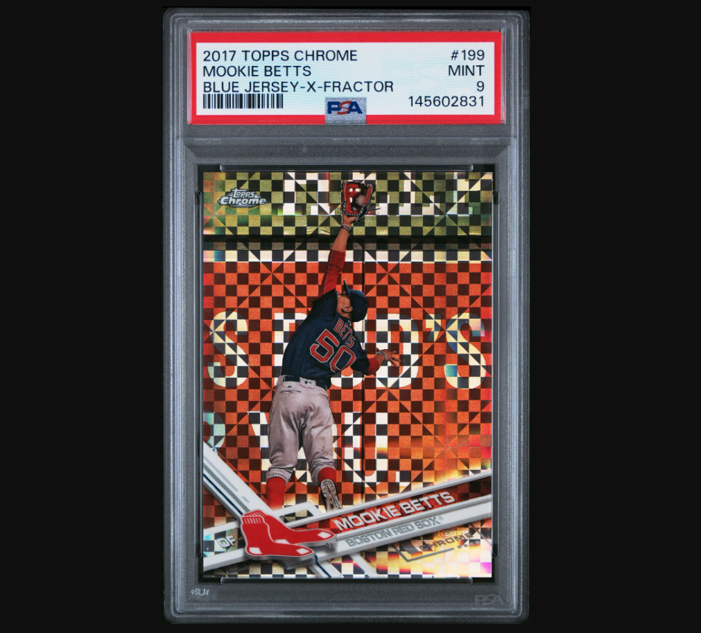 2017 TOPPS CHROME 199 MOOKIE BETTS BLUE JERSEY-X-FRACTOR PSA 9