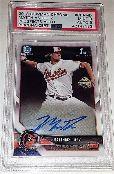 2018 Bowman Chrome Prospects Matthias Dietz Dual Graded Autographed Baseball Card (Copy) simple Xclusive Collectibles