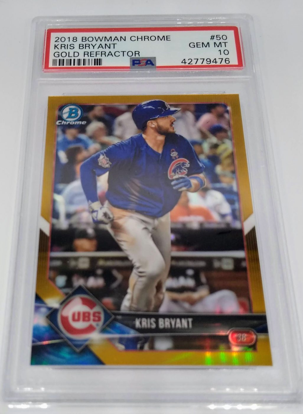 2018 Bowman Chrome Kris Bryant PSA Graded 10 Gold Refractor #'d/50 Baseball Card simple Xclusive Collectibles