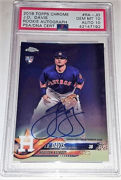 2018 Topps Chrome J.D. Davis PSA Dual Graded 10 Rookie Autographed Baseball Card simple Xclusive Collectibles