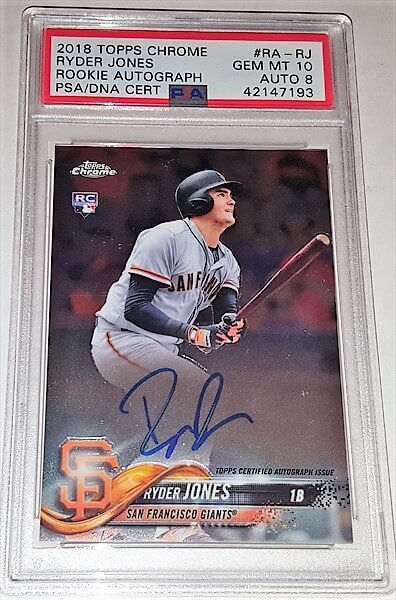 2018 Topps Chrome Ryder Jones PSA Dual Graded 10 Rookie Autographed Baseball Card (Copy) simple Xclusive Collectibles
