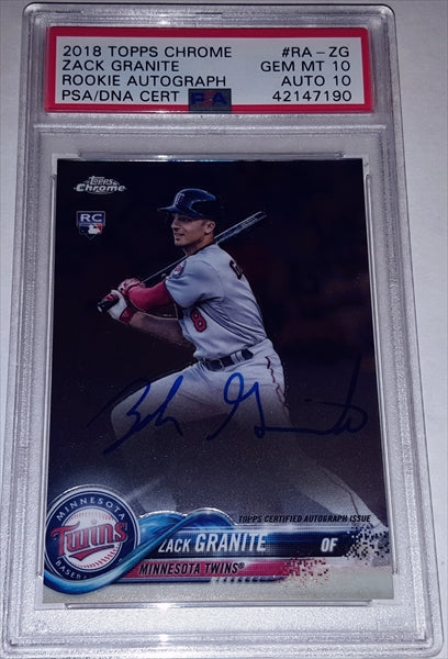 2018 Topps Chrome Baseball Zack Granite PSA Dual Graded 10 Rookie Autographed Card simple Xclusive Collectibles