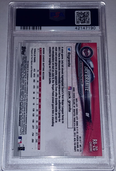 2018 Topps Chrome Baseball Zack Granite PSA Dual Graded 10 Rookie Autographed Card simple Xclusive Collectibles