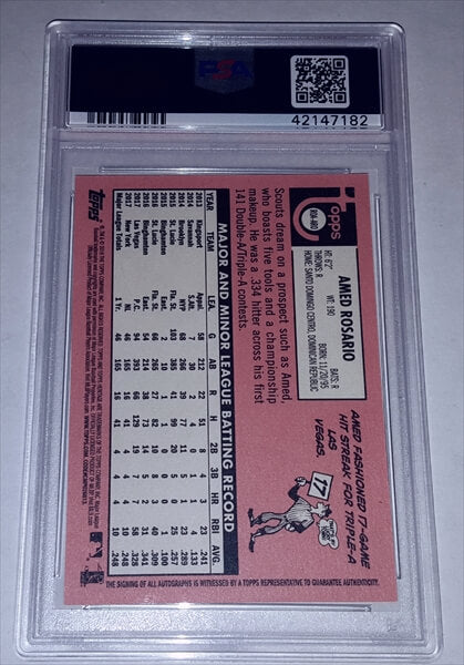 2018 Topps Heritage Amed Rosario "Real One" Dual Graded Autographed Baseball Card simple Xclusive Collectibles
