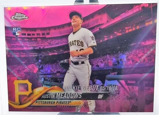 2018 Topps Chrome Update Austin Meadows Rookie Debut Pink Refractor Baseball Card simple Xclusive Collectibles