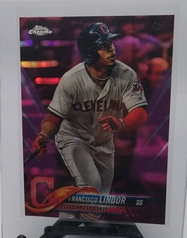 2018 Topps Chrome Update Francisco Lindor Pink Refractor Baseball Card simple Xclusive Collectibles