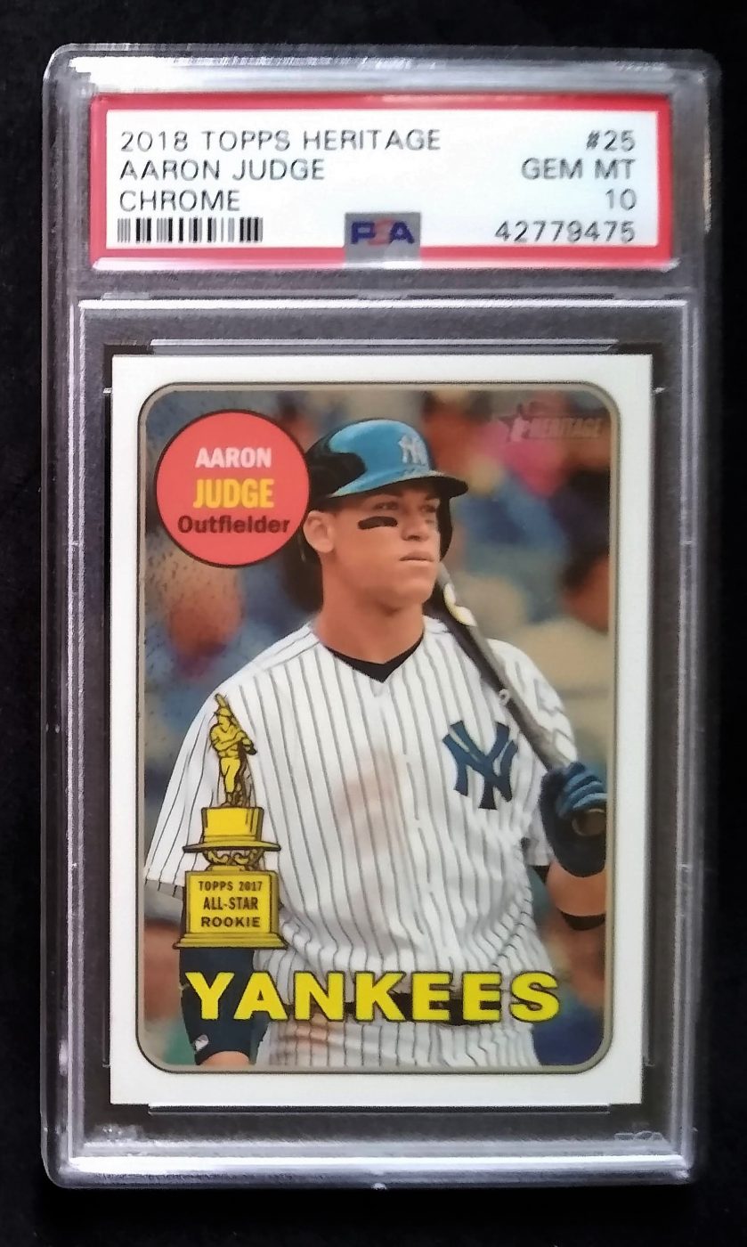 2018 Topps Heritage Aaron Judge Chrome PSA Graded 10 Baseball Card #'d/999 simple Xclusive Collectibles