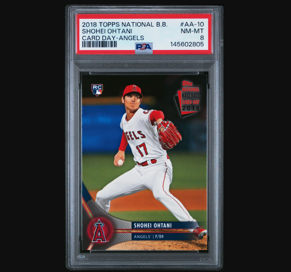 2018 Topps National Baseball Card Day Shohei Ohtani AA-10 SSP PSA 8 Angels Rookie Baseball Card -05