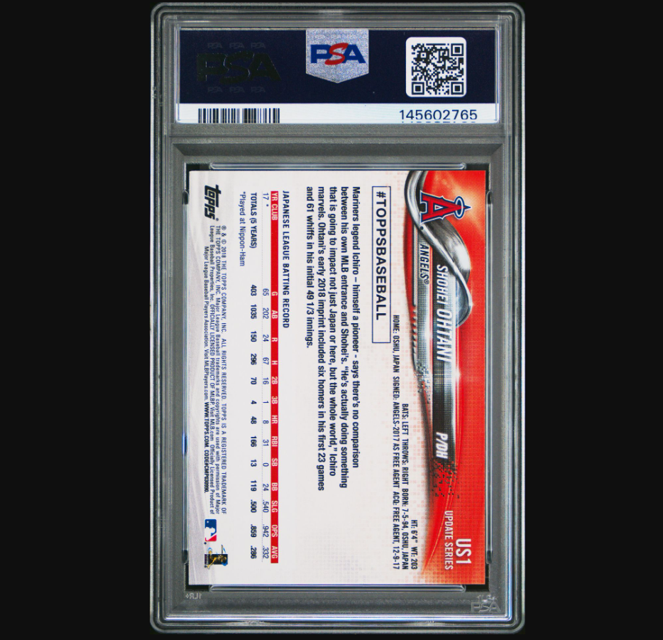 2018 Topps Update Shohei Ohtani US1 PSA 6 back