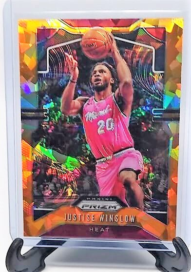 2019-20 Panini Prizm Justise Winslow Orange Cracked Ice Refractor Basketball Card simple Xclusive Collectibles