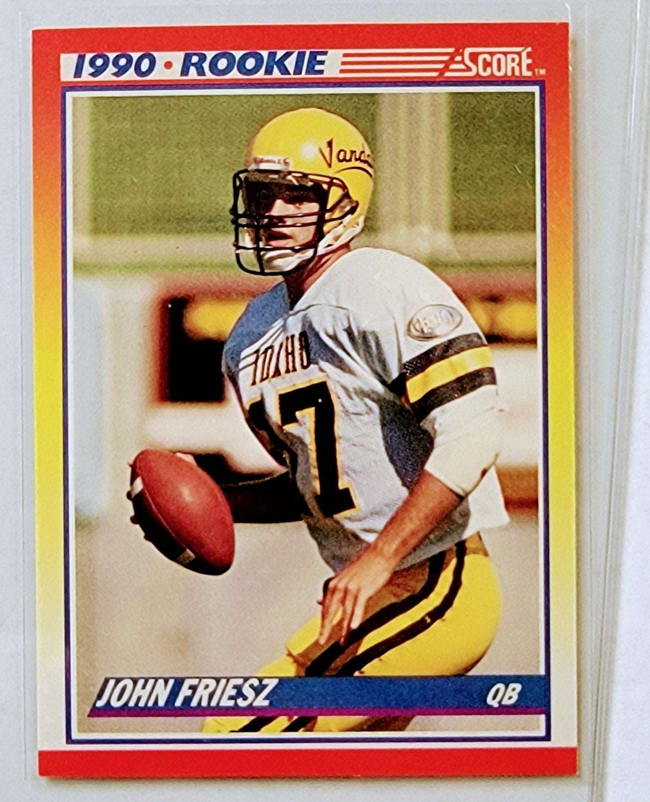 1990 Score Jon Friesz Rookie Football Card AVM1 simple Xclusive Collectibles
