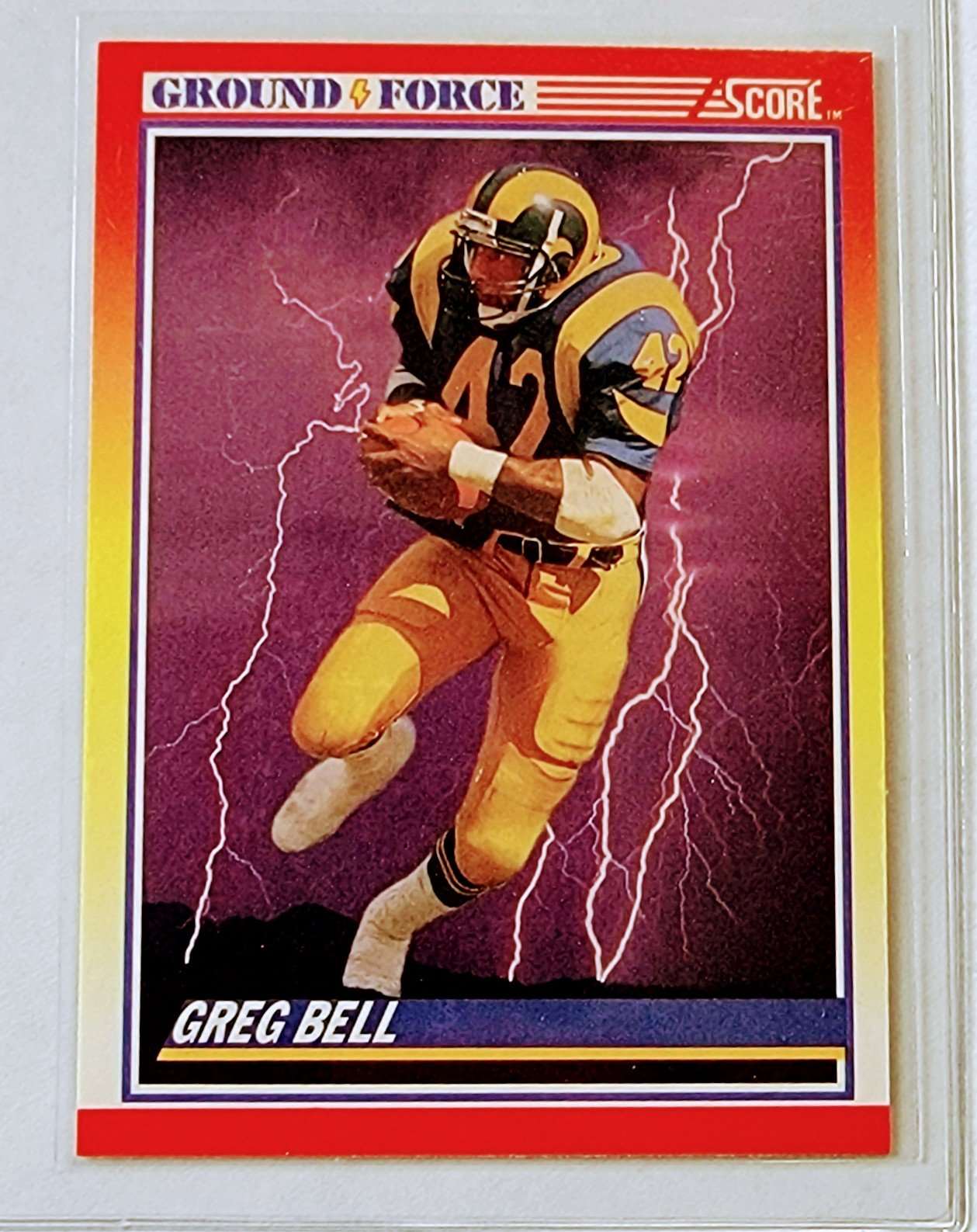 1990 Score Greg Bell Ground Force Football Card AVM1 simple Xclusive Collectibles   