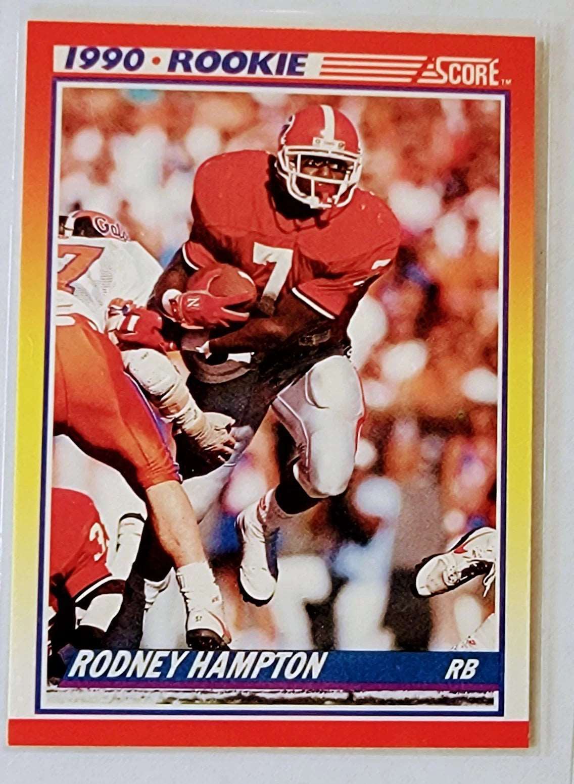 1990 Score Rodney Hampton Rookie Football Card AVM1 simple Xclusive Collectibles