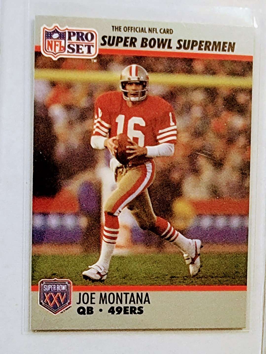 1990 Pro Set Joe Montana Superbowl Supermen Insert Superbowl XXV Card simple Xclusive Collectibles