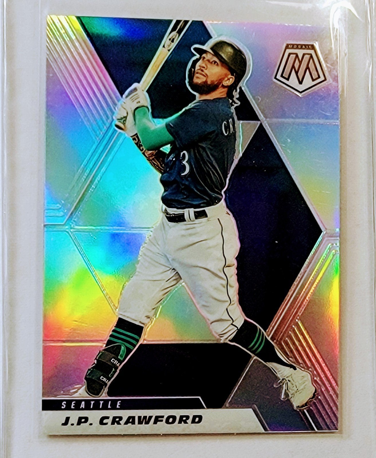 2021 Panini Mosaic J.P. Crawford Refractor Baseball Card AVM1 simple Xclusive Collectibles