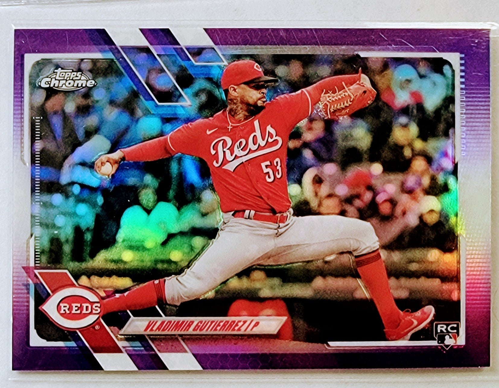 2021 Topps Chrome Vladimir Gutierrez Purple Rookie Refractor Baseball Card AVM1 simple Xclusive Collectibles   