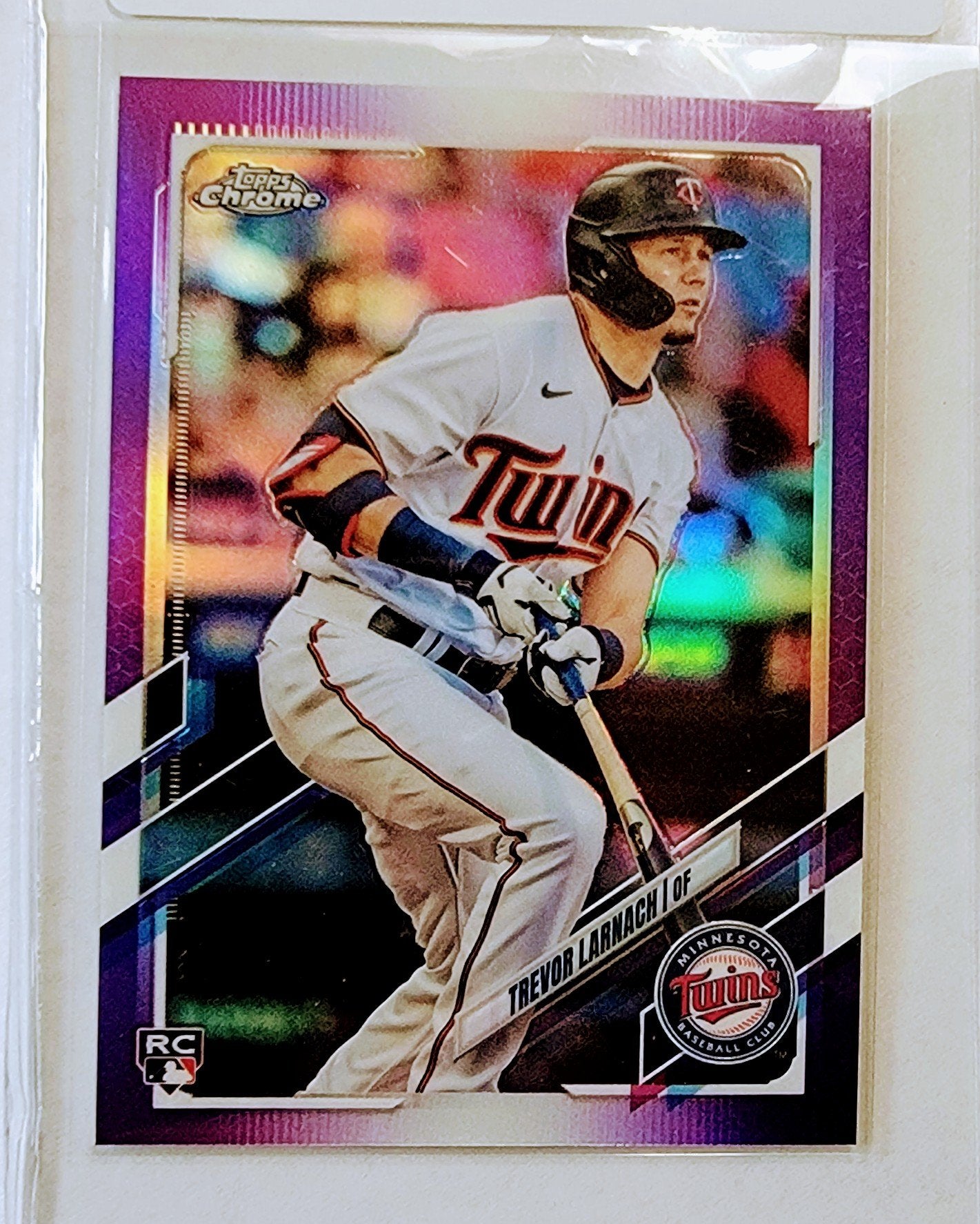 2021 Topps Chrome Update Trevor Larnach Purple Rookie Refractor Baseball Card AVM1 simple Xclusive Collectibles