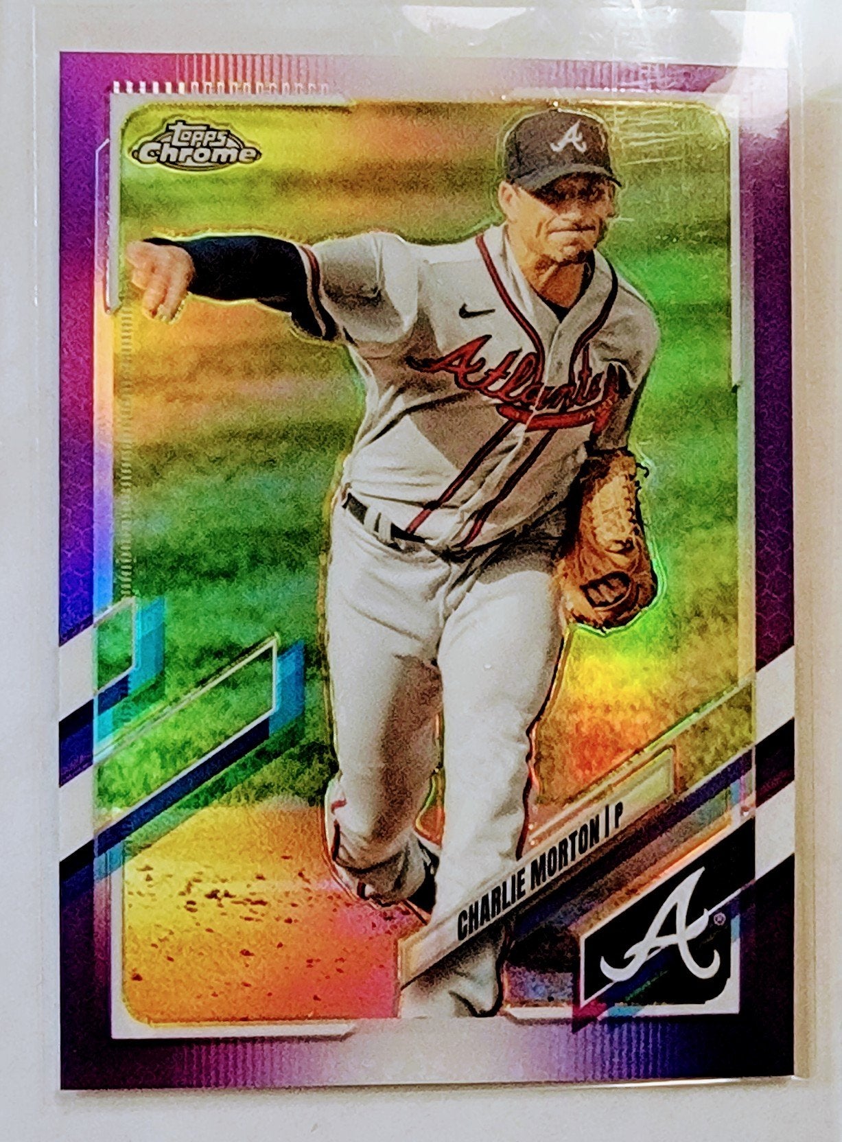 2021 Topps Chrome Update Charlie Morton Purple Refractor Baseball Card AVM1 simple Xclusive Collectibles