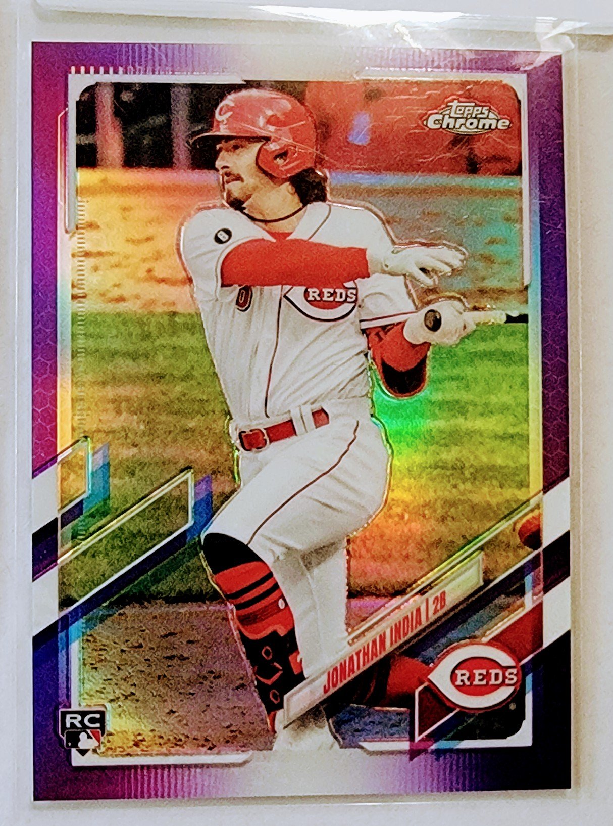 2021 Topps Chrome Update Jonathan India Purple Rookie Refractor Baseball Card AVM1 simple Xclusive Collectibles
