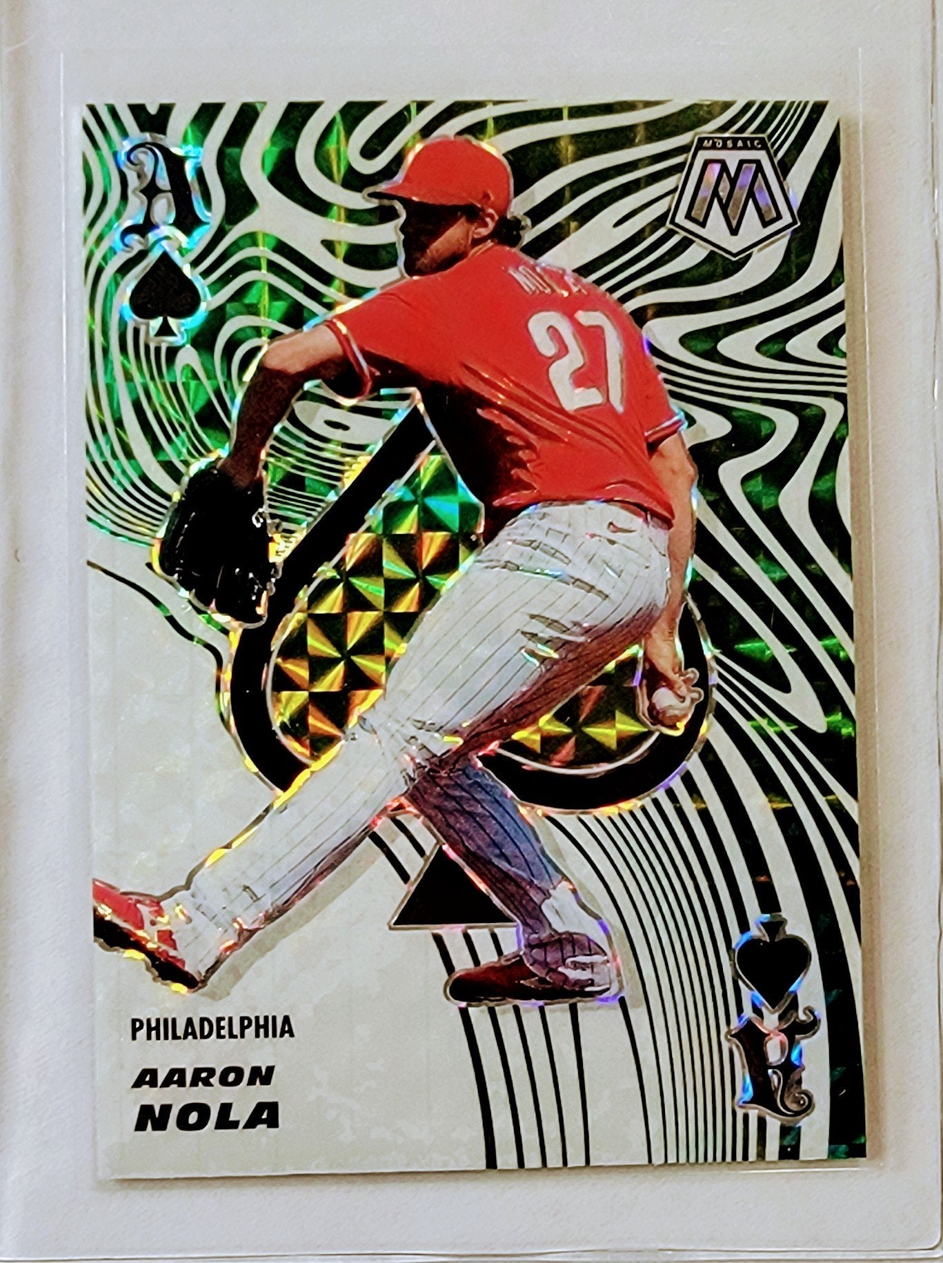 2021 Panini Mosaic Aaron Nola Aces Refractor Baseball Card AVM1 simple Xclusive Collectibles