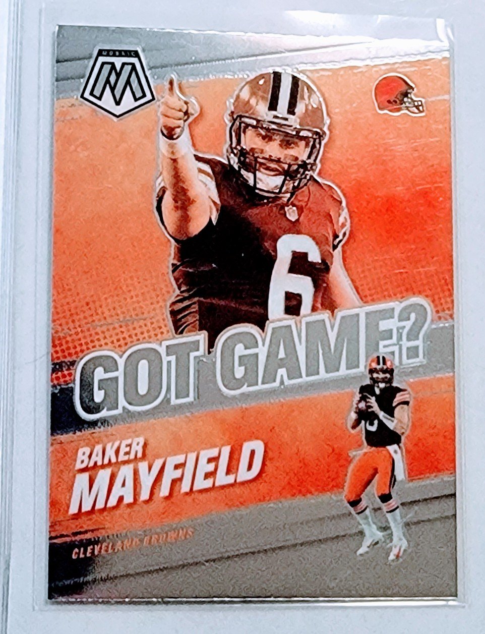 2021 Panini Mosaic Baker Mayfield Got Game Insert Football Card AVM1 simple Xclusive Collectibles