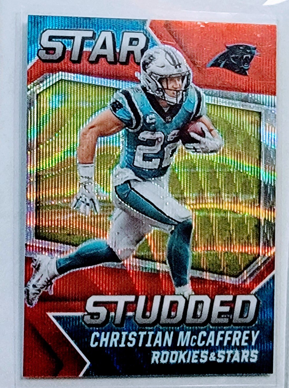 2021 Panini Rookies and Stars Christian McCaffrey Star Studded Hyper Refractor Football Card AVM1 simple Xclusive Collectibles