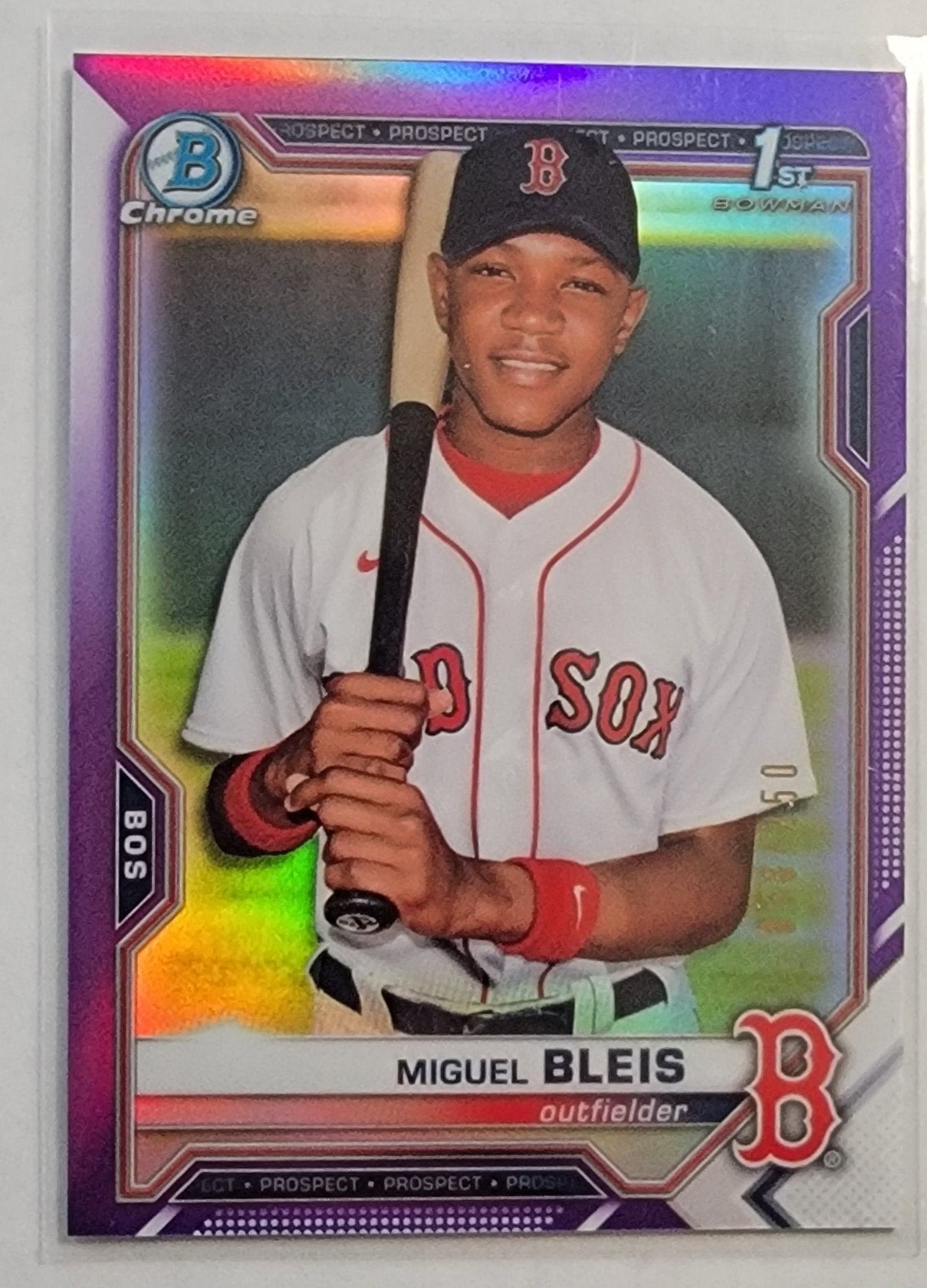 2021 Bowman Chrome Miguel Bleis 1st on Bowman Purple Refractor #'d /250 AVM1 simple Xclusive Collectibles   