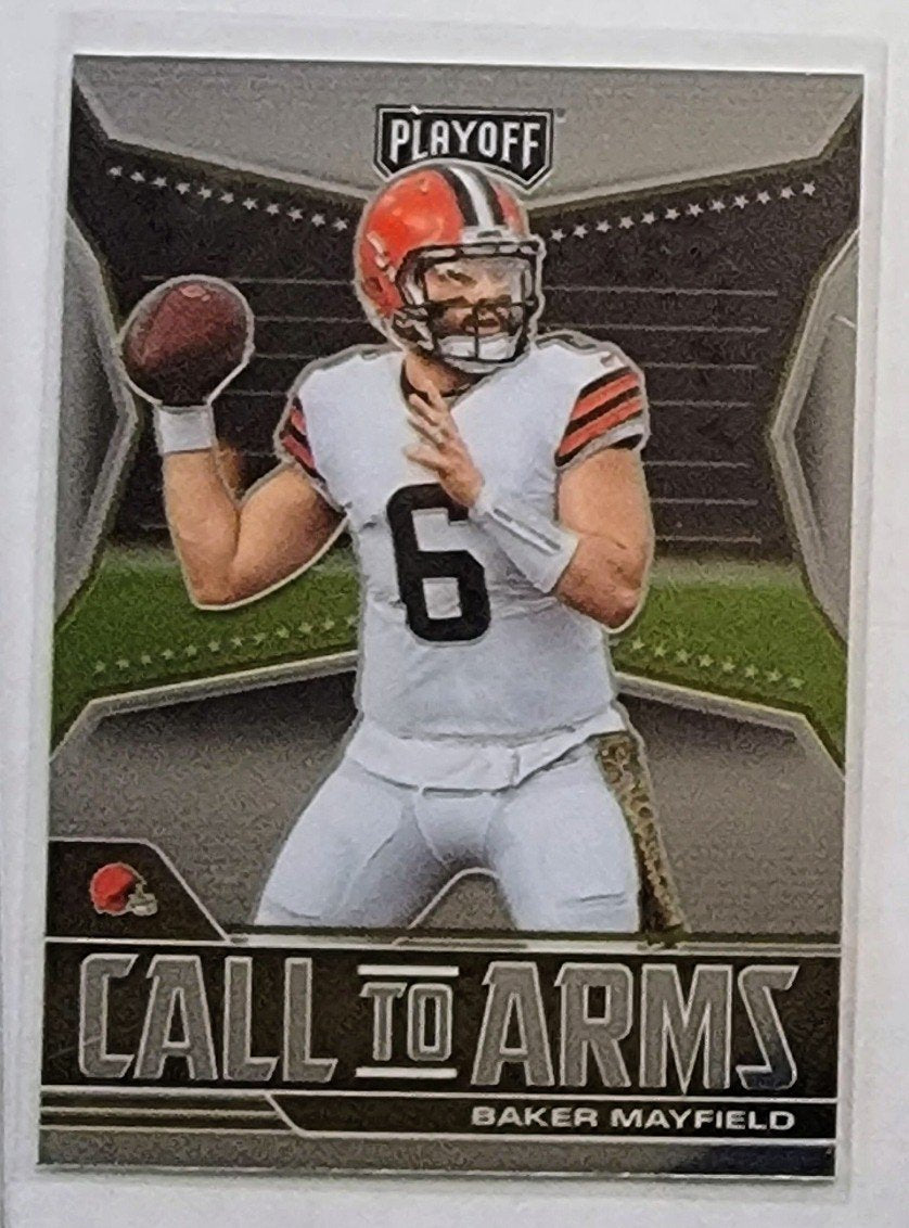 2021 Panini Playoffs Baker Mayfield call to Arms Football Card AVM1 simple Xclusive Collectibles