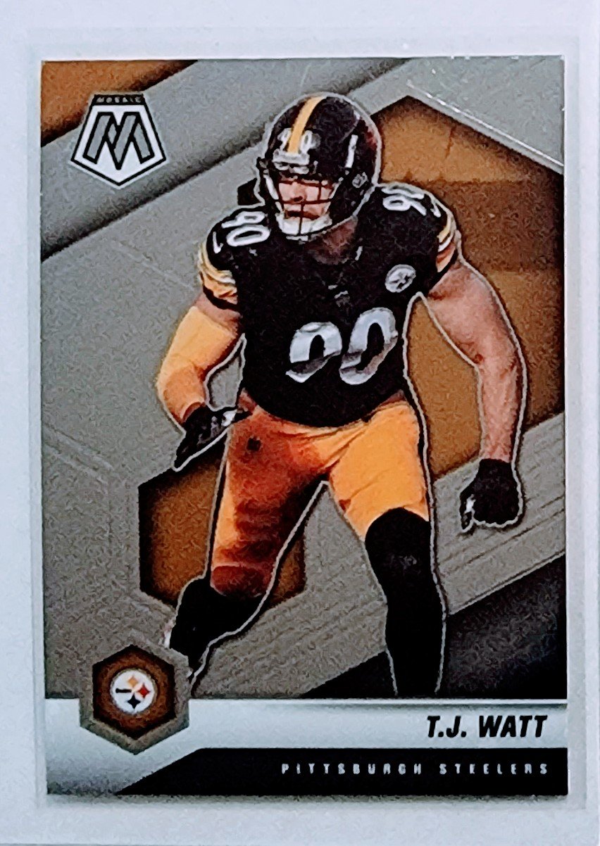2021 Panini Mosaic T.J. Watt Football Card AVM1 simple Xclusive Collectibles