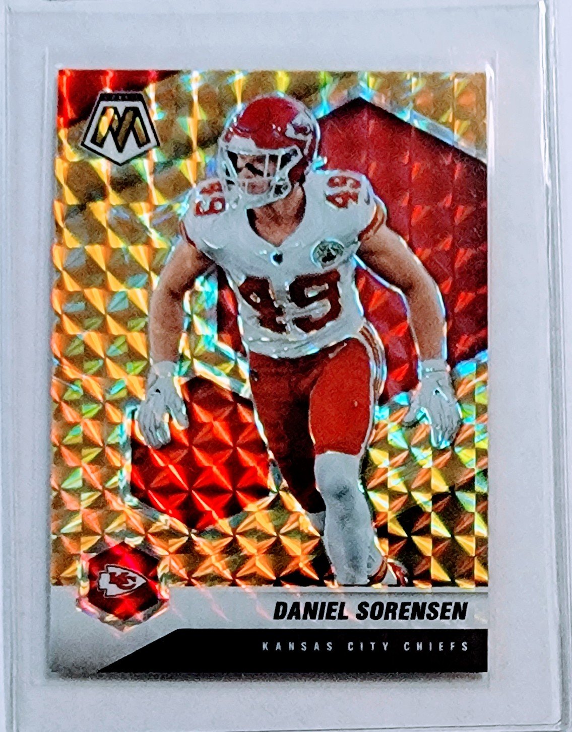 2021 Panini Mosaic Daniel Sorensen Yellow Refractor Football Card AVM1 simple Xclusive Collectibles