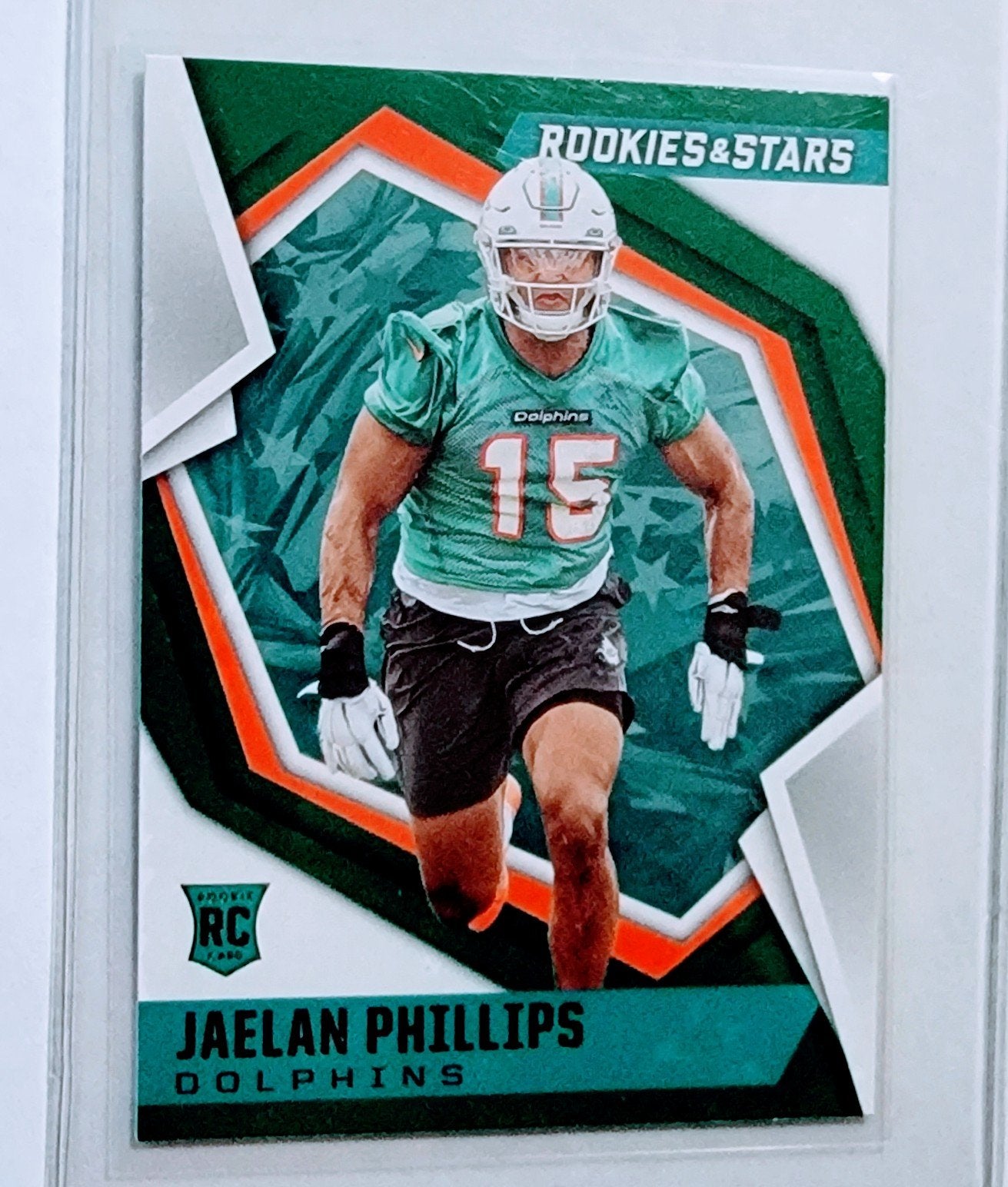 2021 Panini Rookies and Stars Jaelyn Phillips Green Rookie Football Card AVM1 simple Xclusive Collectibles