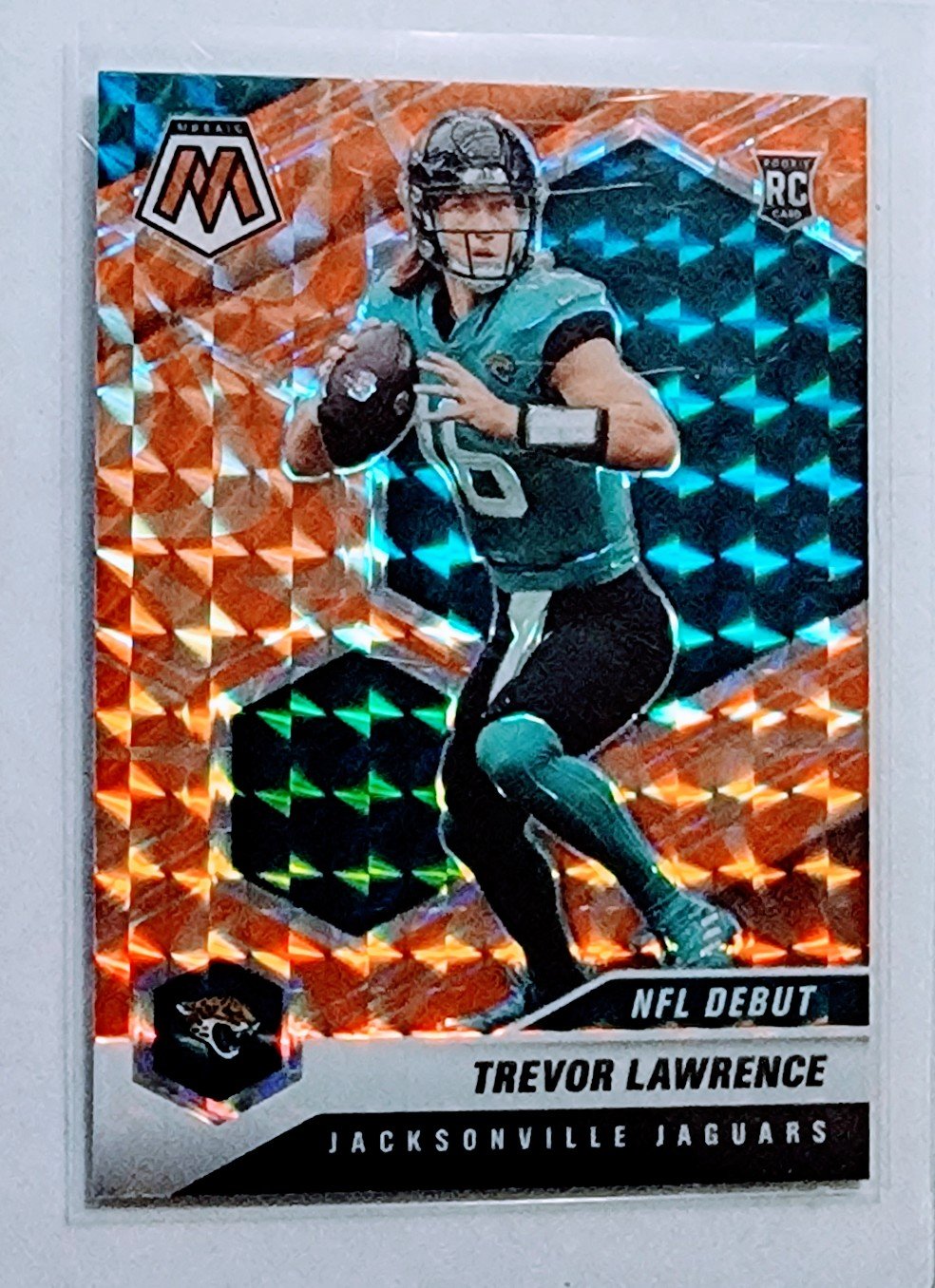 2021 Panini Mosaic Trevor Lawrence Orange Rookie Refractor Football Card AVM1 simple Xclusive Collectibles