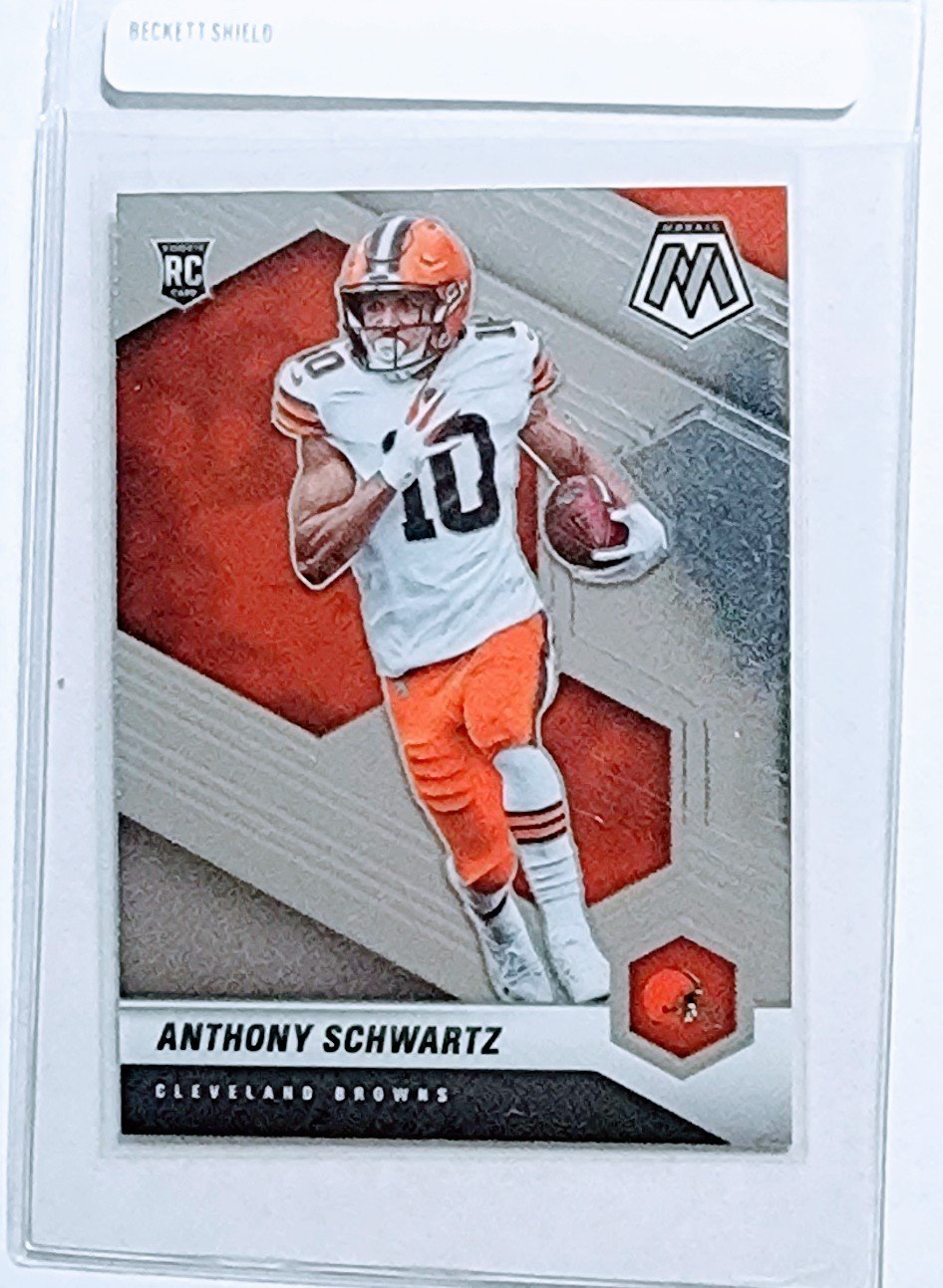 2021 Panini Mosaic Anthony Schwarz Rookie Football Card AVM1 simple Xclusive Collectibles