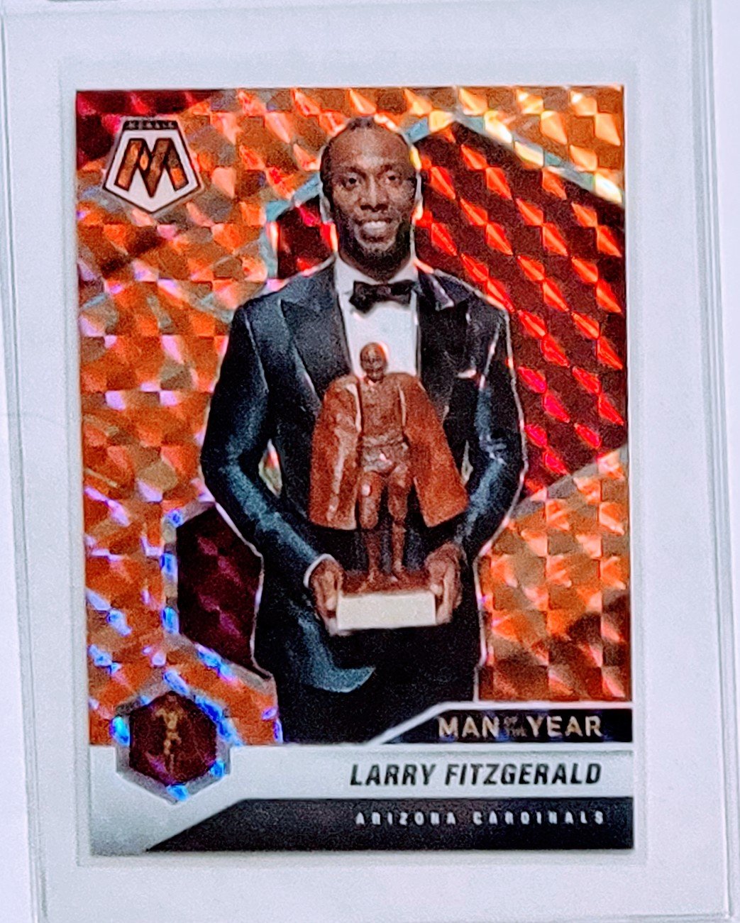 2021 Panini Mosaic Larry Fitzgerald Orange Refractor MOY Football Card AVM1 simple Xclusive Collectibles