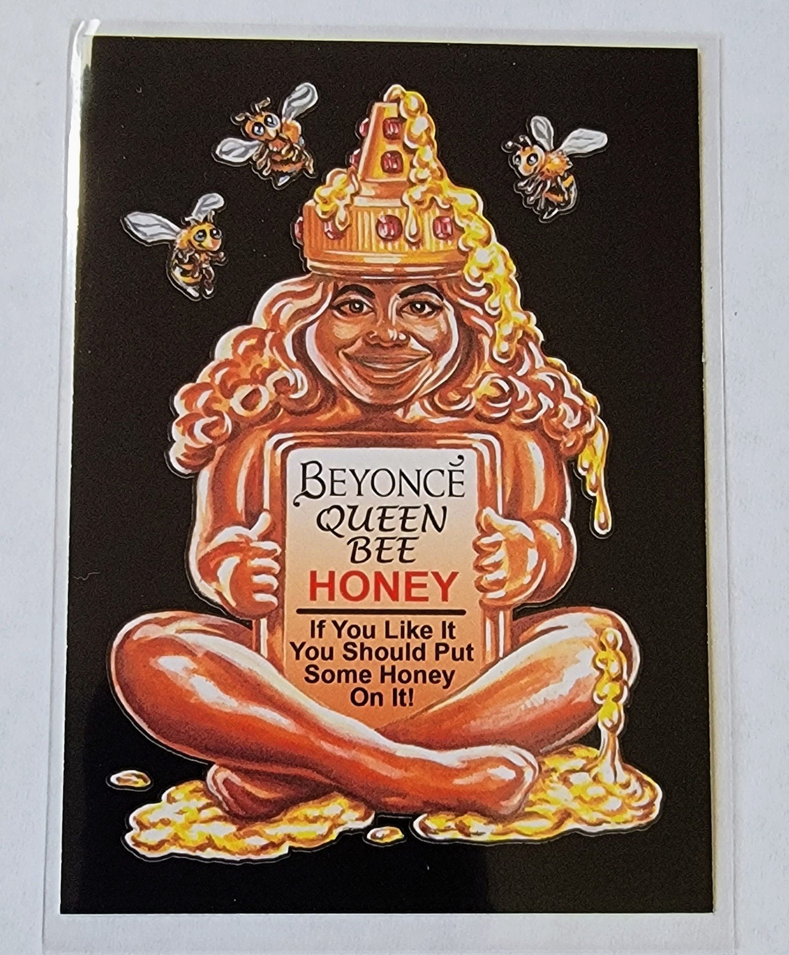 2017 Wacky Packages 50th Anniversary Crazy Music Beyoncé Queen Bee Honey #1 Sticker Trading Card MCSC1 simple Xclusive Collectibles