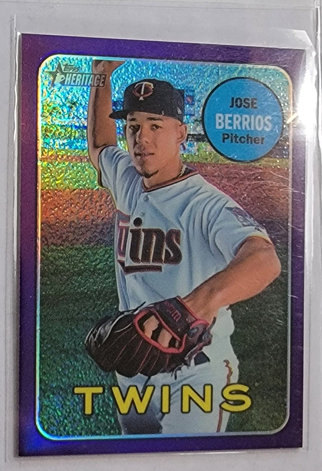 2019 Topps Heritage Chrome Jose Barrios Purple Refractor Baseball Card TPTV simple Xclusive Collectibles