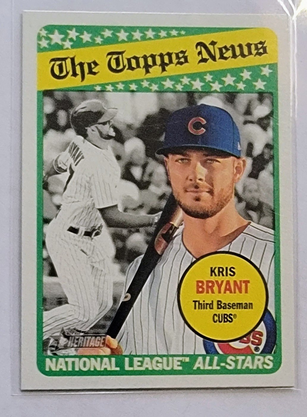 2018 Topps Heritage Kris Bryant The Topps News Insert Baseball Card TPTV simple Xclusive Collectibles