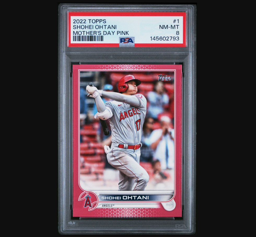 2022 Topps #1 Shohei Ohtani Mother’s Day Pink Parallel PSA 8 #/50 Angels Baseball Card
