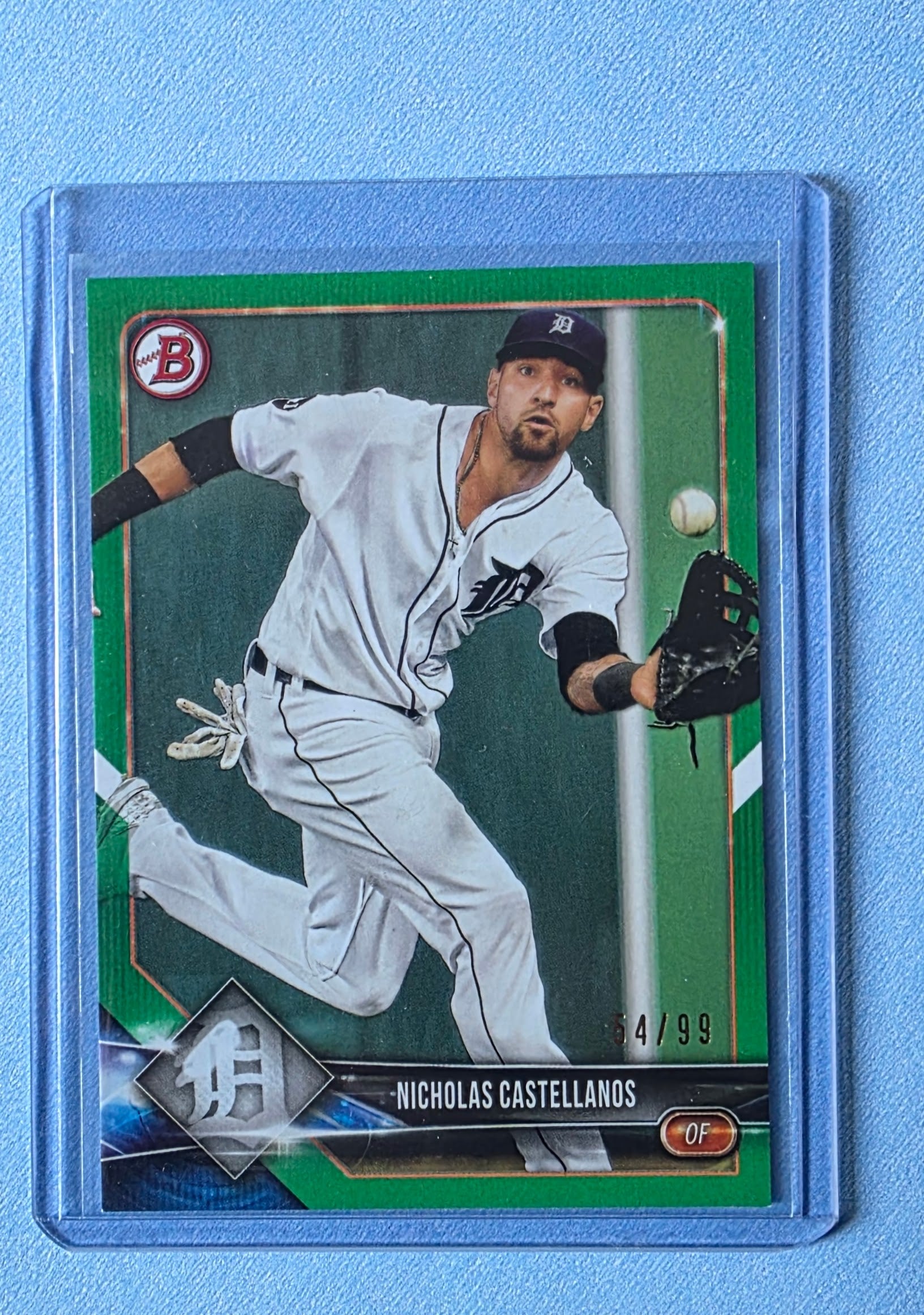 2018 Bowman #17 Nicholas Castellanos Detroit Tigers Green Parallel Insert #'d 54/99 CSB1
