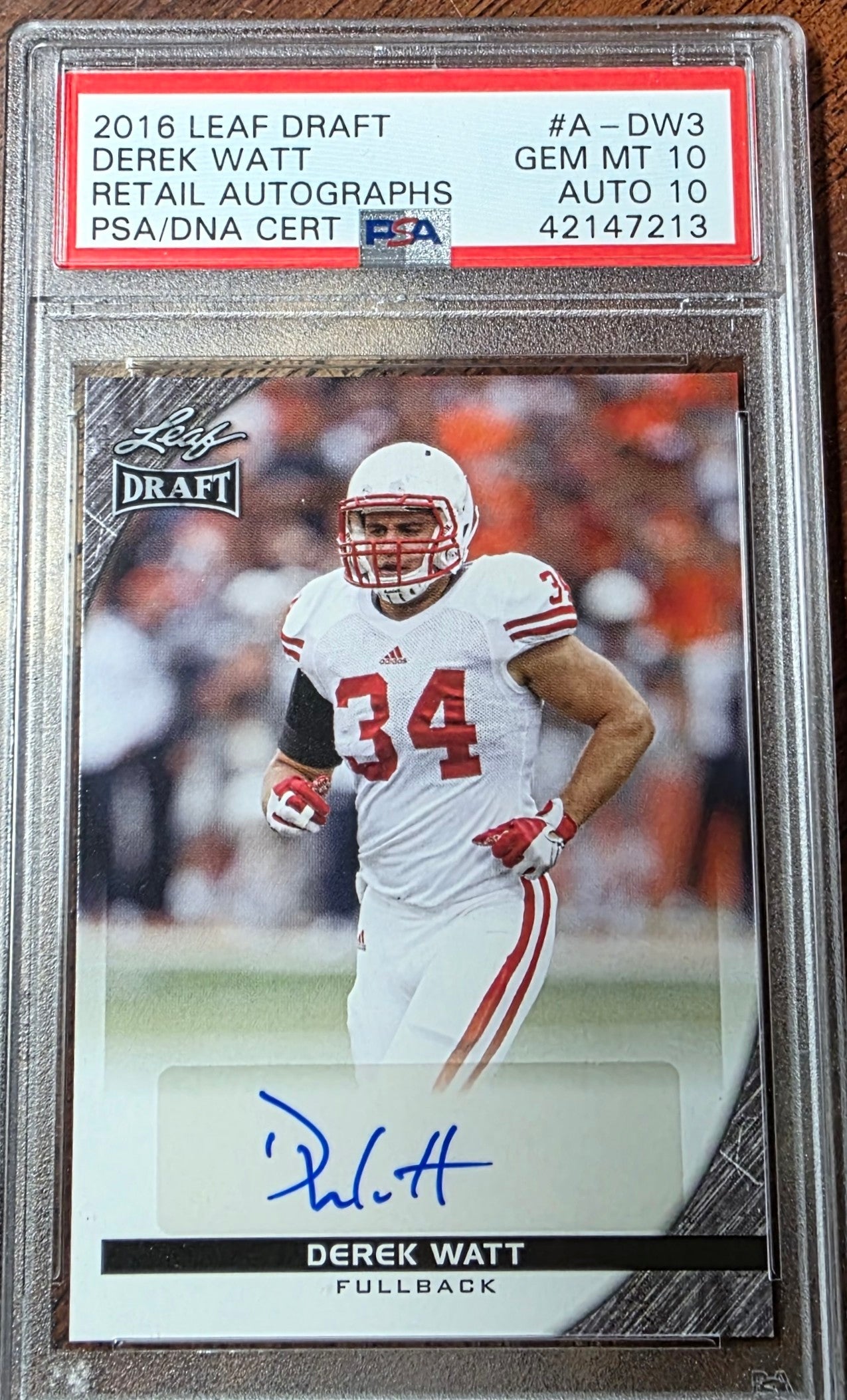 2016 Leaf Draft Derek Watt PSA Dual GRADED 10 Football Card