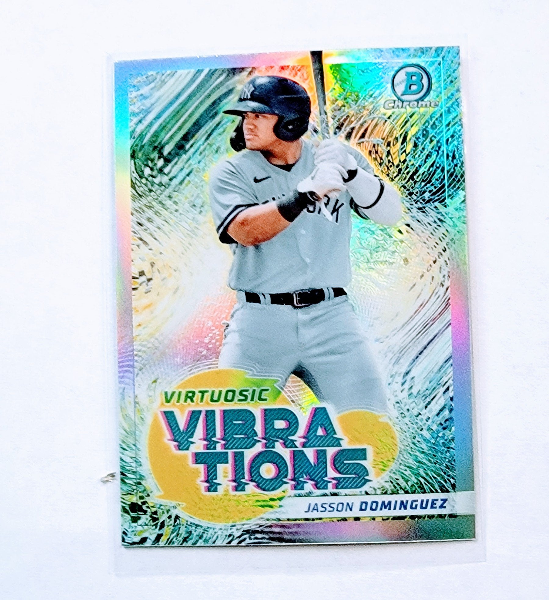 2022 Bowman Chrome Jasson Dominguez Virtuosic Vibrations Refractor Baseball Card AVM1 simple Xclusive Collectibles