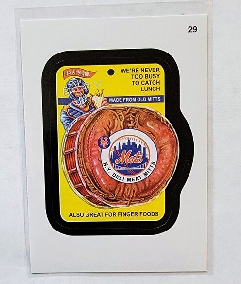 2016 Topps MLB Baseball Wacky Packages New York Mets Deli Meat Mitts Trading Card MCSC1 simple Xclusive Collectibles