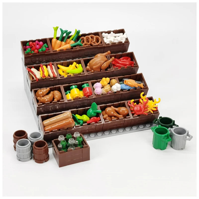 Food Product Brick Display Pieces - Enhance Your Market Building Fun