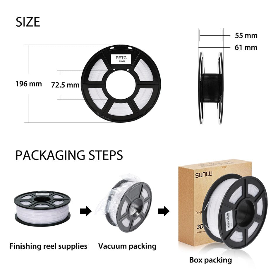 SUNLU PETG 3d Filament 1.75mm For 3D Printer PETG Filament 5rolls/set +/-0.02mm