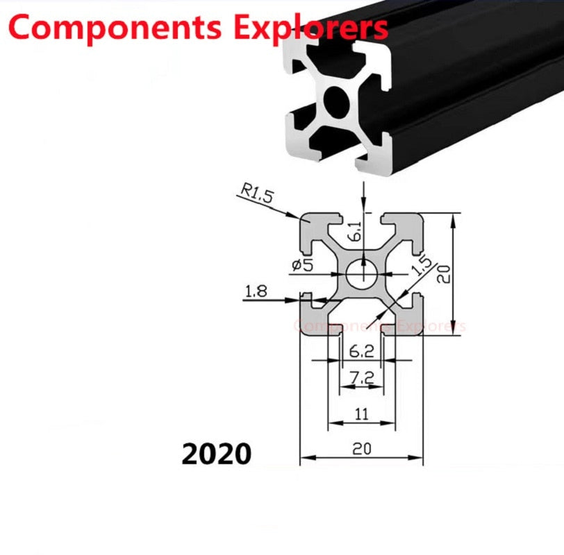 Versatile 2020 2040 European Standard Aluminum Extrusion - Black/Silver -3D Printer Parts