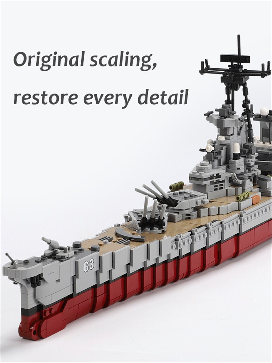 USS Missouri Battleship Classic Military Army Series Brick Model, 2631PCS