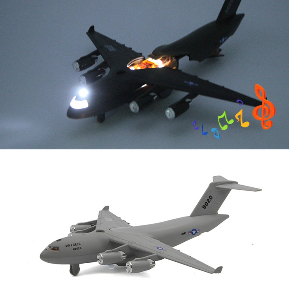 1/32 Scale C17 Transport Aircraft - Diecast Metal Airplane Toy with Music & LED Features