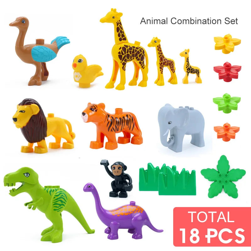 Colorful DIY Building Blocks – Big Size Bulk Bricks, Cars, Animals & Base Plates