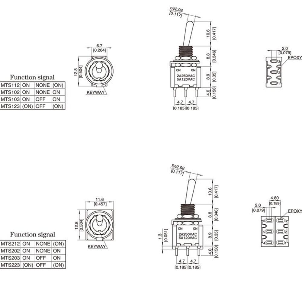 Control with Precision: Miniature Toggle Switches - SPDT and DPDT Options, 10PC/5PC